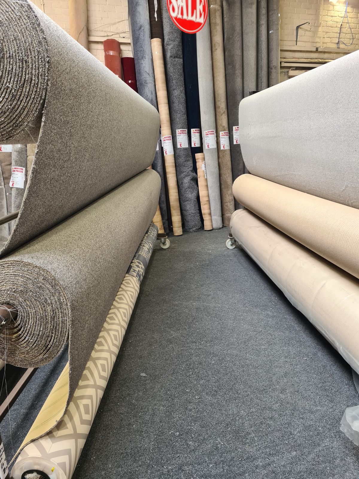 Hundreds of carpet rolls in stock at our Warrington warehouse