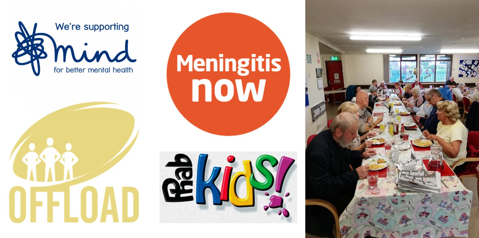 Charities supported by Love Carpets including Mind, Offload, Meningitis Now and Phabkids, and the Radley Common Luncheon Club