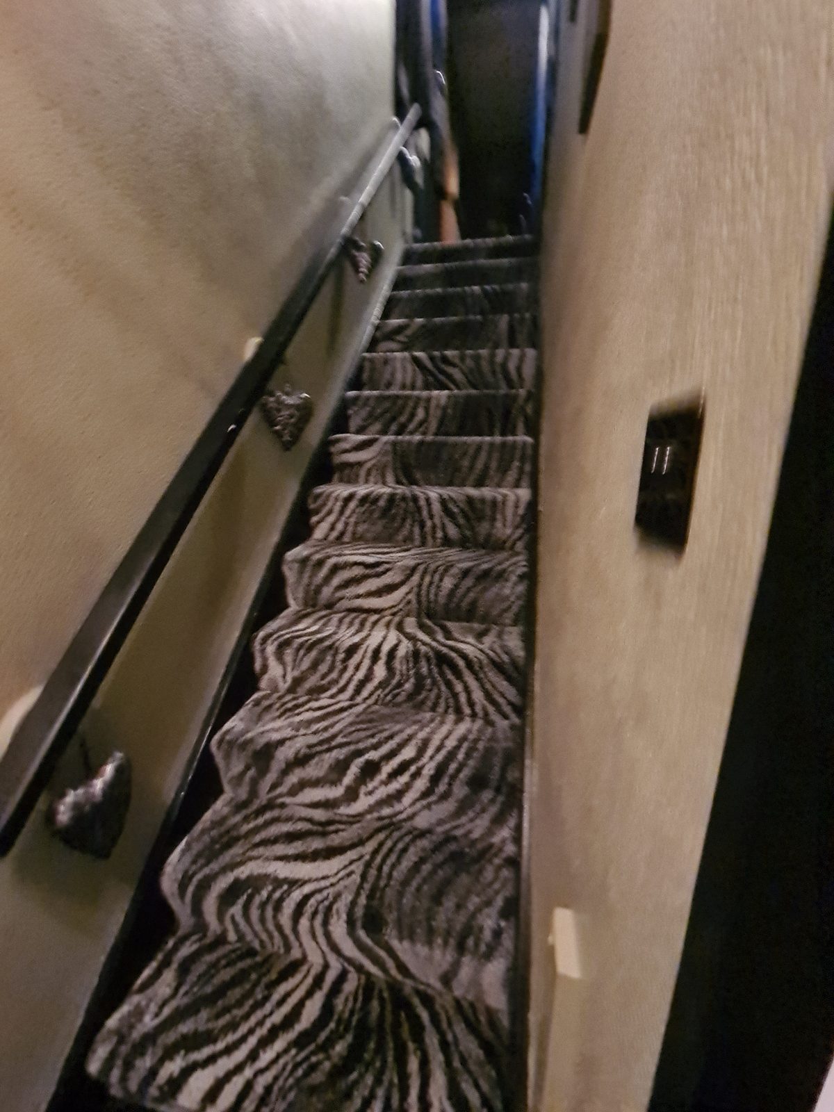 Bold animal-print stair runner carpet