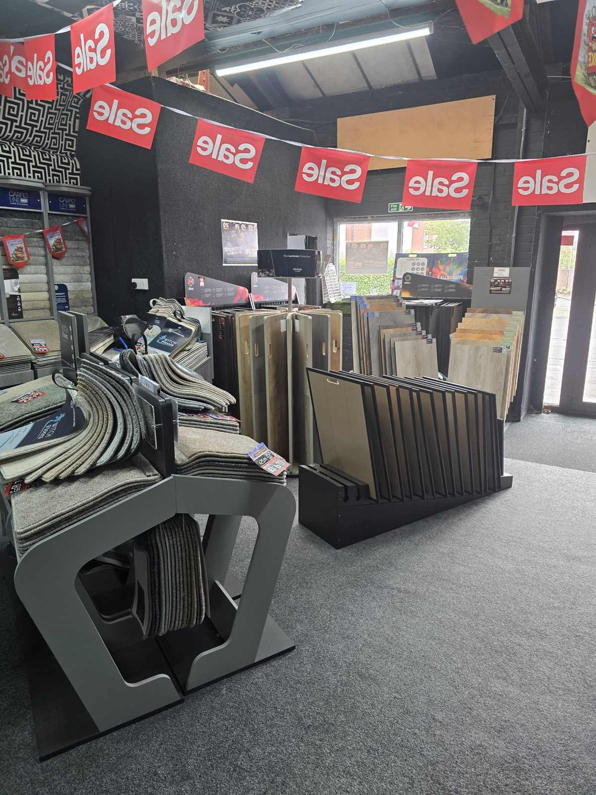 Carpet sample books on display in our Warrington showroom