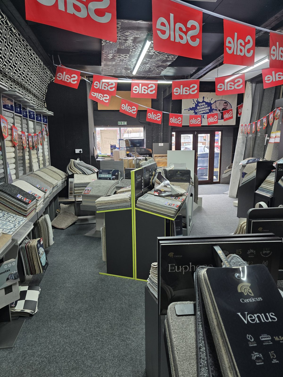 Carpet samples and sale offers inside the Love Carpets Warrington showroom